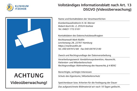 Öffnet die PDF Vollständiges Informationsblatt nach Art. 13 DSGVO (Videoüberwachung) mit Aufzeichnung in einem neuen Fenster.