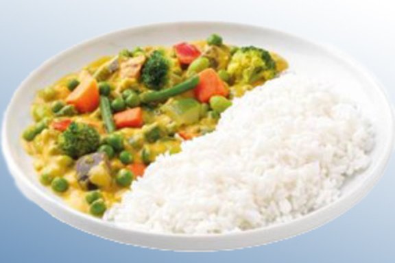 Tellergericht: Gelbes Thai Curry mit Thai-Reis