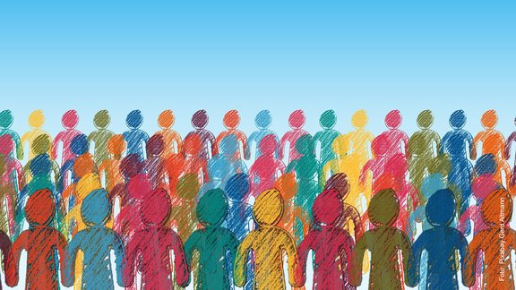 Viele bunte handgezeichnete Figuren